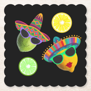 Grappige Lemon Lime Feest Fiesta Kartonnen Onderzetters