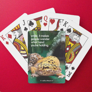 Grappige Leopard Gecko Glimlacht voor de Paparazzi Pokerkaarten