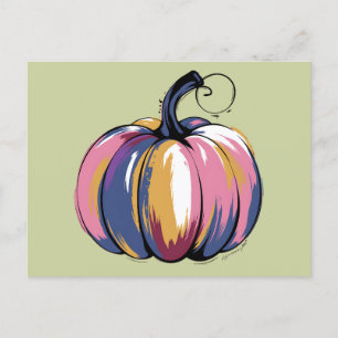 Grappige Leopard Pompoen Halloween Herfst Briefkaart