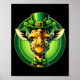 Grappige Leprechaun Giraffe St Patricks Dag Kinder Poster
