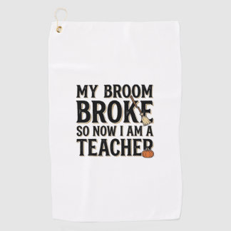 Grappige leraar bezem gebroken vintage Halloween-o Golfhanddoek