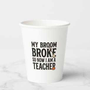 Grappige Leraar Bezem Gebroken Vintage Halloween O Papieren Bekers