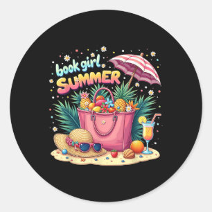 Grappige Leraar Boek Meisje Zomer Student Vrouw Bo Ronde Sticker