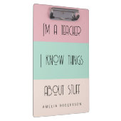 Grappige leraar colorblock gepersonaliseerd klembord (Rechts)