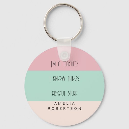 Grappige leraar colorblock gepersonaliseerd sleutelhanger (Voorkant)