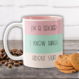 Grappige leraar colorblock gepersonaliseerd tweekleurige koffiemok