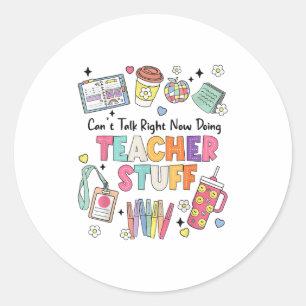 Grappige leraar kan nu niet praten terwijl hij bez ronde sticker