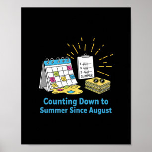 Grappige leraar schoolkalender meme zomervakantie poster