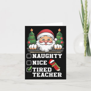 Grappige leraar stout aardig moe leraar Kerstmis Kaart