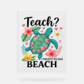 Grappige leraar strand zomer schildpad acryl bord (Voorkant)