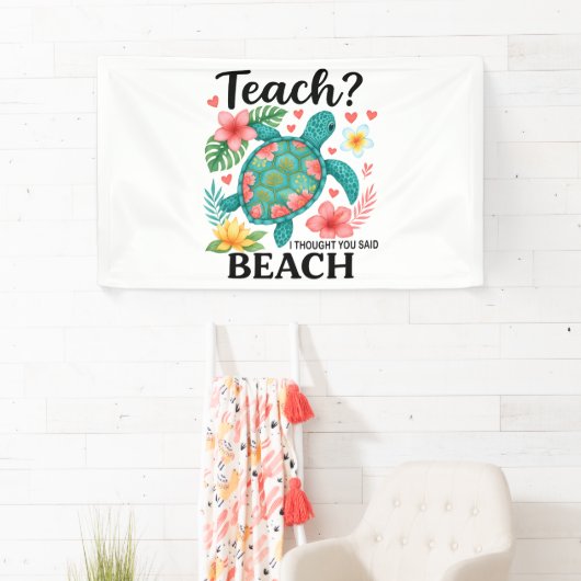 Grappige leraar strand zomer schildpad spandoek (Insitu)