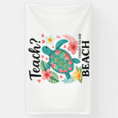 Grappige leraar strand zomer schildpad spandoek (Verticaal)