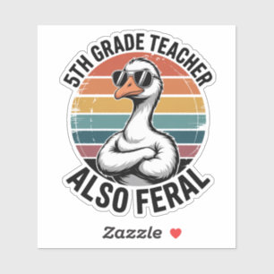 Grappige leraar van de 5e klas Gans Ook Verwilderd Sticker