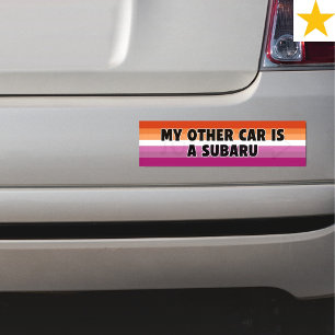 Grappige lesbische grap gay pride kleuren bumpersticker