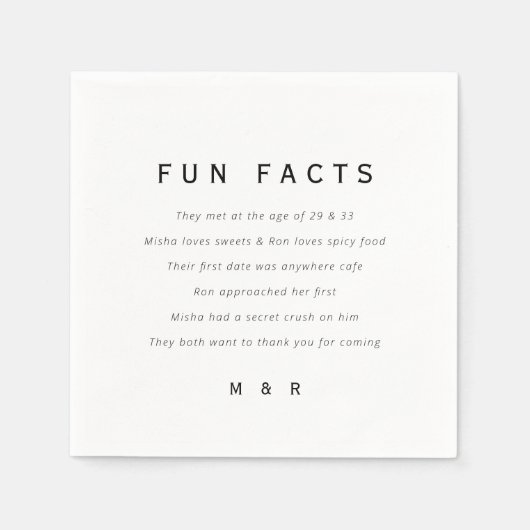 Grappige, leuke feiten minimalistische bruiloft servet (Voorkant)
