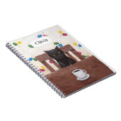 Grappige Leuke Grumpy Black Cat Koffie Aangepaste  Notitieboek (Rechterzijde)