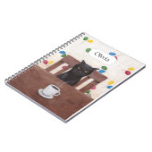 Grappige Leuke Grumpy Black Cat Koffie Aangepaste  Notitieboek (Linkerzijde)