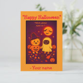 Grappige leuke Halloween kaart voor kinderen 2025 (Staand voorkant)