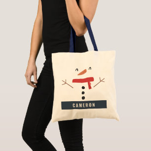 grappige, leuke sneeuwman op maat van kinderen tote bag