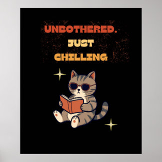 Grappige lezende kat poster
