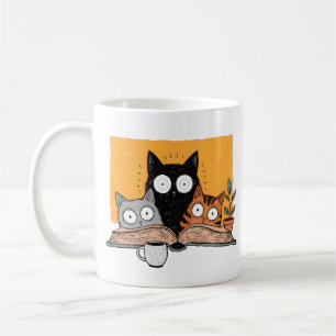 Grappige Lezende Katten Illustratie Koffiemok