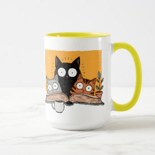 Grappige Lezende Katten Illustratie Mok