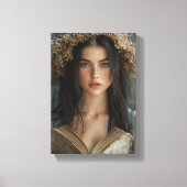 Grappige lezer met bloemenkroon canvas afdruk (Voorkant)