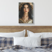 Grappige lezer met bloemenkroon canvas afdruk (Insitu (Slaapkamer))