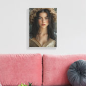 Grappige lezer met bloemenkroon canvas afdruk (Insitu (Woonkamer))