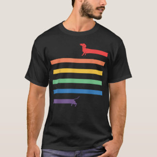 Grappige Lgbt Gay Pride Dachshund Regenboogvlag T-shirt