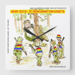Grappige LGBT Vs Reuzen Eend Vierkante Wandklok Klok
