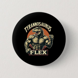 Grappige Lichaamsbouwer Tyrannosaurus Flex Gym T-r Ronde Button 5,7 Cm