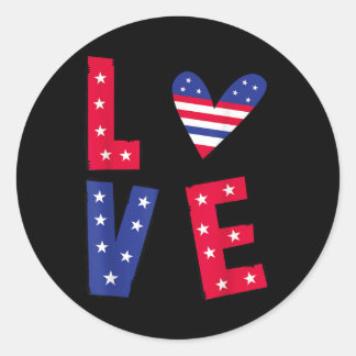 Grappige liefde Amerikaanse vlag dag USA 4 juli Pa Ronde Sticker