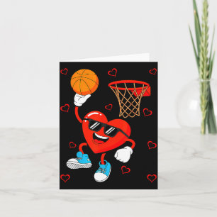 Grappige Liefde Basketbal Hart Vorm Gelukkige Vale Kaart