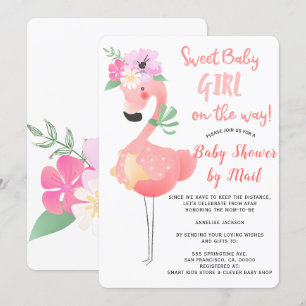 Grappige lieflijke roze flamingo babyshower per po kaart
