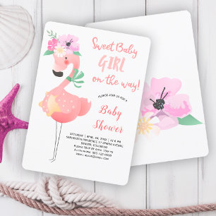 Grappige lieflijke roze flamingo bloemenkinderfees kaart