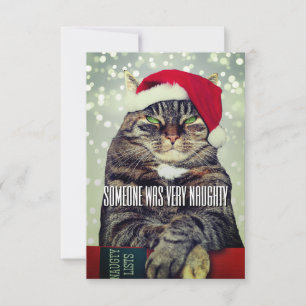 Grappige lieve boze kat kerstkaart bedankkaart