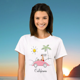 Grappige Lieve Cartoon Dame Fantasie Auto Californ T-shirt