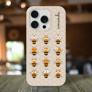 Grappige Lieve Cartoon Honingbijen Honingraat iPhone 15 Pro Hoesje