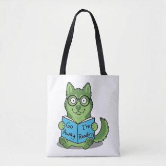 Grappige Lieve Groene Hond Ga Weg Ik Lees Draagtas