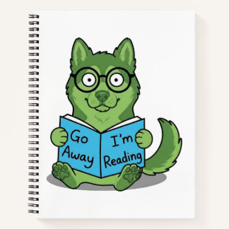 Grappige Lieve Groene Hond Ga Weg Ik Lees Notitieboek