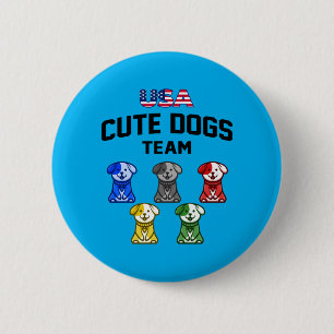 Grappige lieve honden Usa puppy team Ronde Button 5,7 Cm