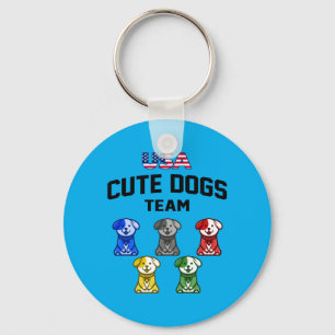 Grappige lieve honden Usa puppy team Sleutelhanger