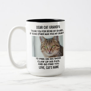 Grappige lieve kat opa De Foto & de Naam van de Tweekleurige Koffiemok