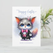 Grappige lieve kitten in smoking Gelukkig Pasen Feestdagenkaart (Staand voorkant)