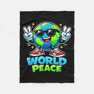 Grappige Lieve Wereld Vredesverspreidings Beweging Fleece Deken