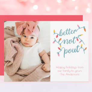 Grappige 'liever niet mokken' kinderfoto feestdagenkaart
