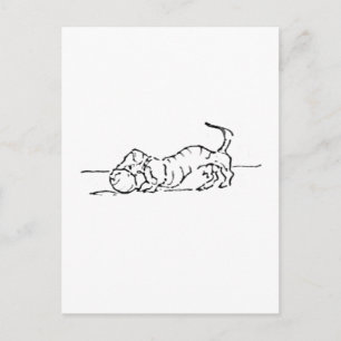 Grappige Lijntekening Worst Hond Briefkaart
