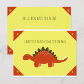 Grappige limoengroene dinosaurus briefkaart (Voorkant / Achterkant)