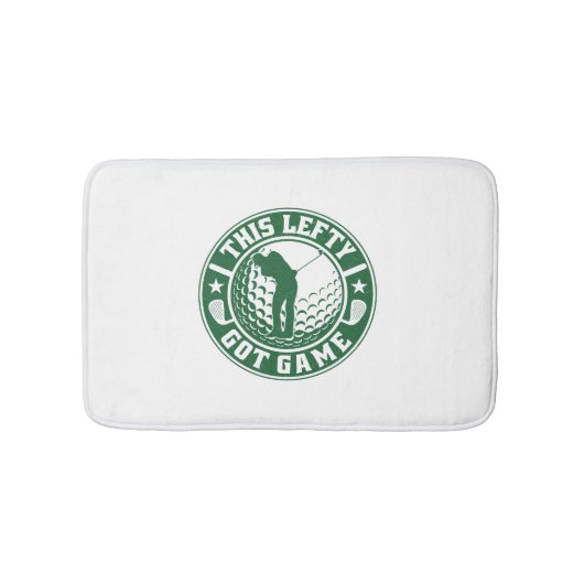 Grappige linkshandige golfspeler badmat (Voorkant)